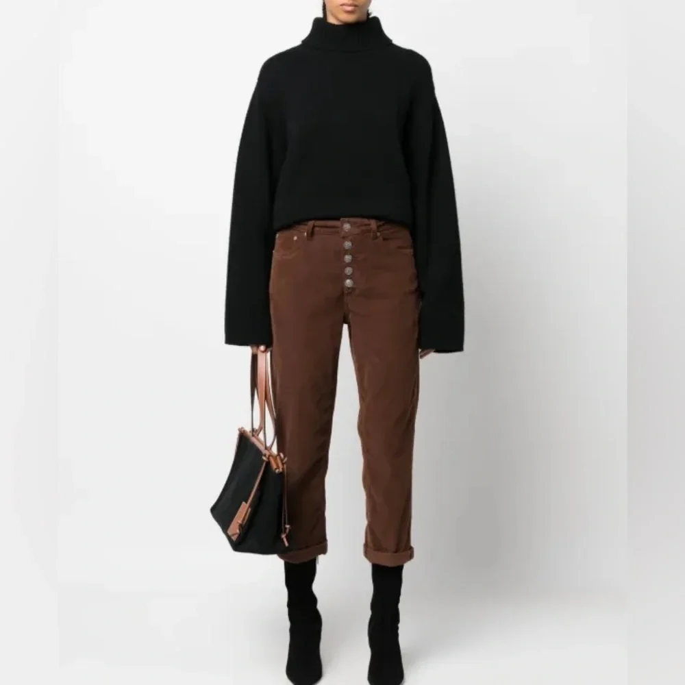 Dondup Cropped Brown Corduroy Button-Fly Pants Size 30